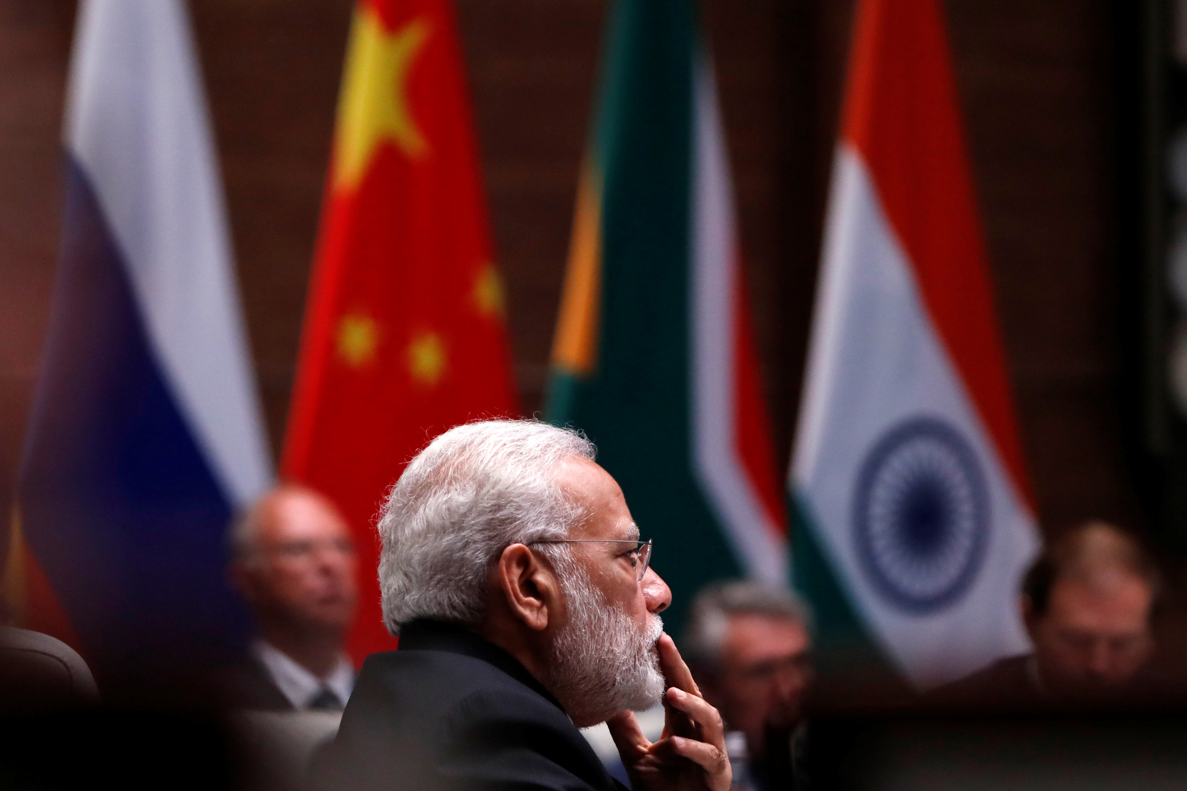 Indian Prime Minister Narendra Modi attends a plenary session of BRICS (Brazil, Russia, India, China and South Africa) Summit, in Xiamen, China September 4, 2017. REUTERS/Tyrone Siu