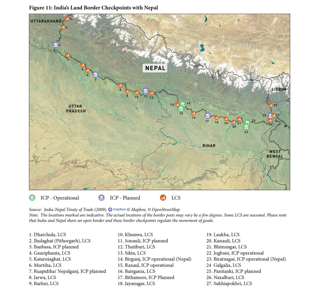 Figure 11: India’s Land Border Checkpoints with Nepal