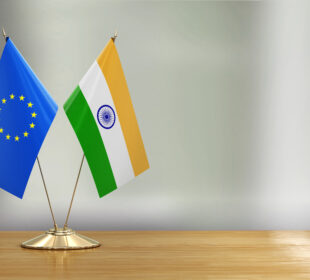European Union and Indian flags