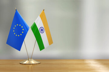 European Union and Indian flags